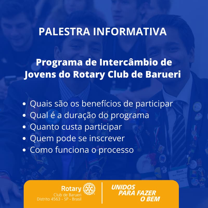 Cover Image for Palestra Informativa - Programa de Intercâmbio de Jovens do Rotary Club de Barueri