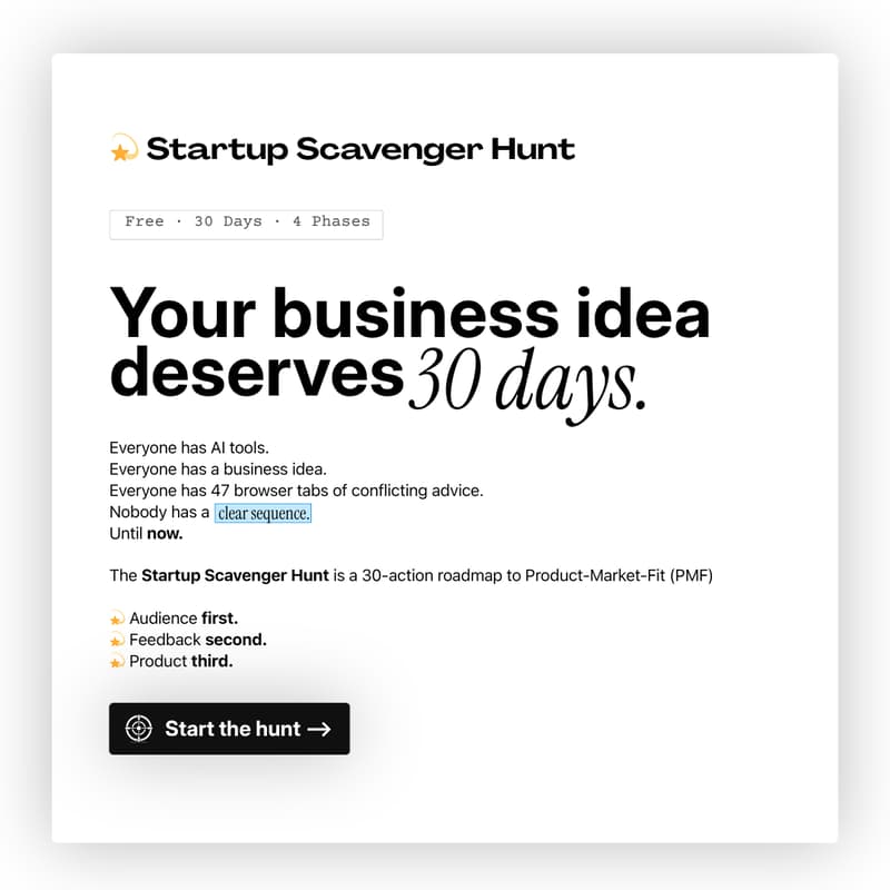 Cover Image for 💫 Startup Scavenger Hunt — DAY 10