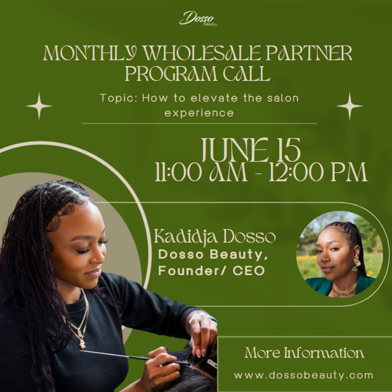 Cover Image for Dosso Beauty Wholesale Partner Program Monthly Call - How to elevate the salon experience