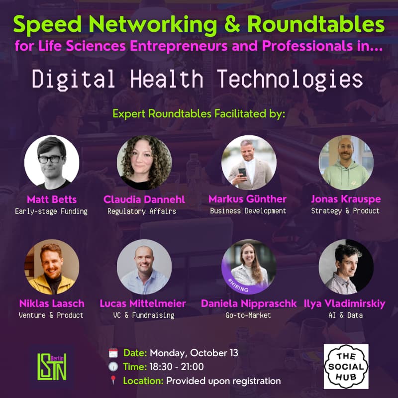 Cover Image for Digital Health Technologies: Speed Networking & Roundtables for Entrepreneurs and Professionals