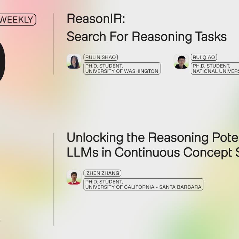 Cover Image for Multimodal Weekly 89: Search for Reasoning Tasks and Reasoning via Continuous Concept Space