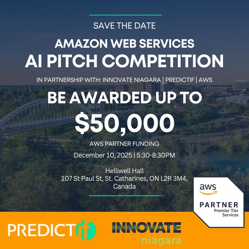 Cover Image for Amazon Web Services AI Pitch Competition in partnership w Innovate Niagara | PREDICTif | AWS