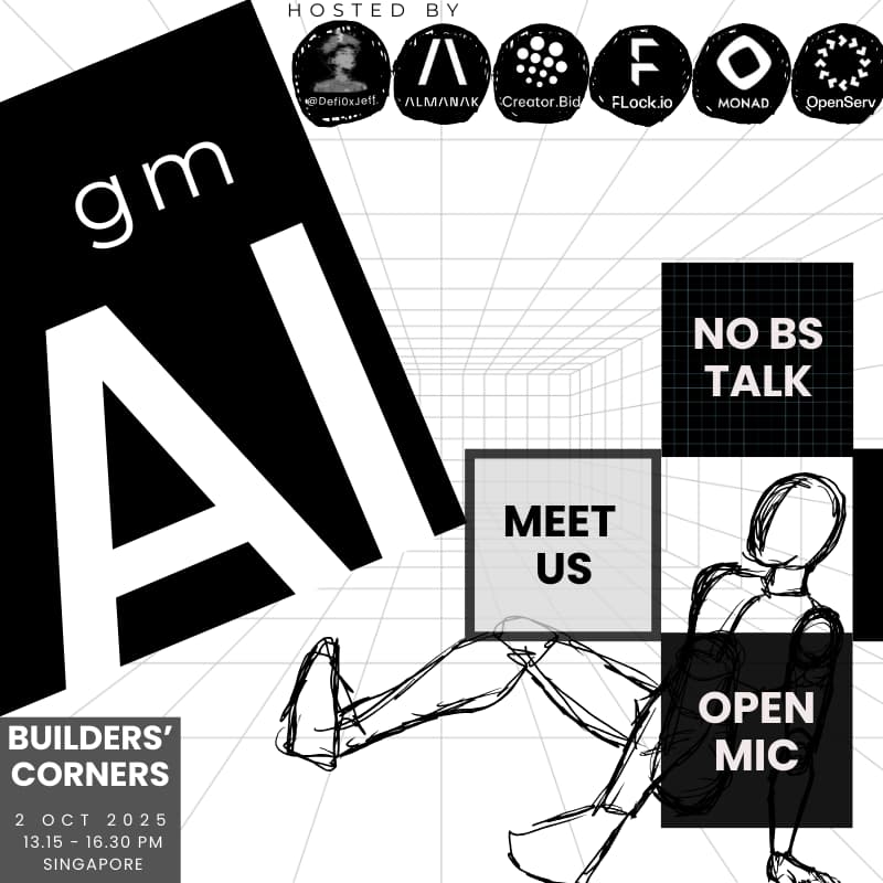 Cover Image for gm AI — Hosted by 0xJeff, Almanak, CreatorBid, FLock, Monad, OpenServ