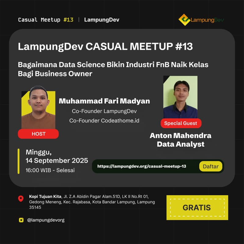Cover Image for Casual Meetup #13 LampungDev x Kopi Tujuan Kita