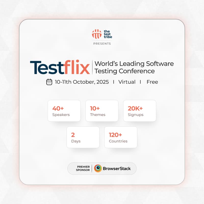 Cover Image for Testflix 2025 - 2 Day Virtual Conference on Testing, Gen AI, Agents & MCPs