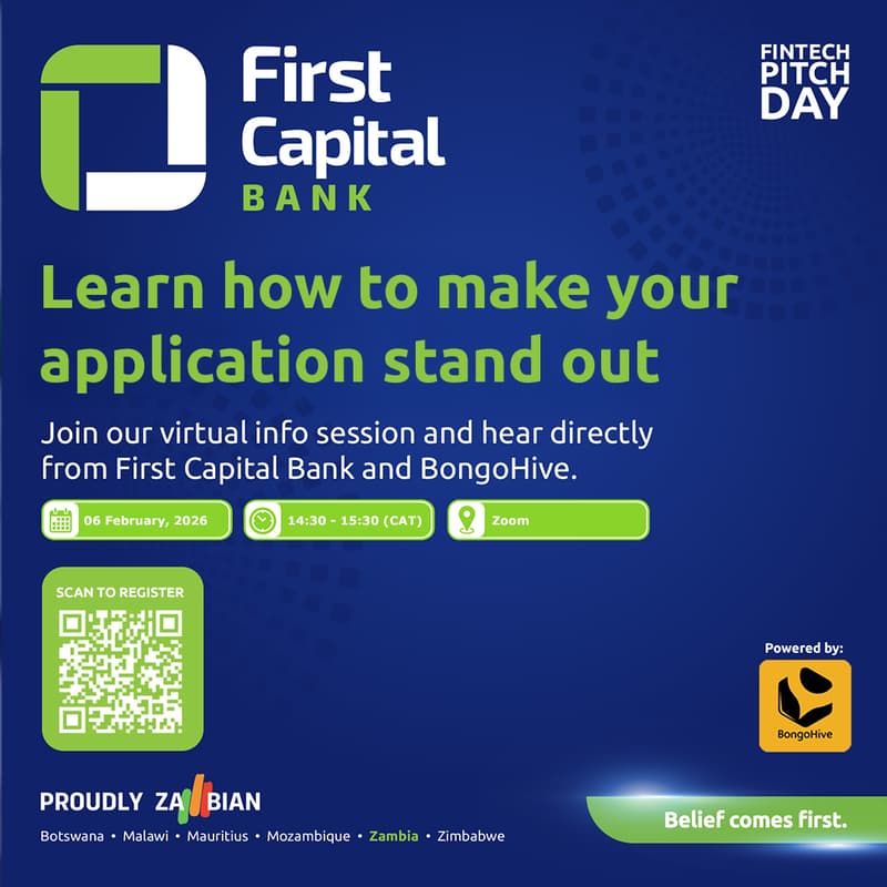Cover Image for First Capital Bank Zambia Fintech Pitch Event Info Session