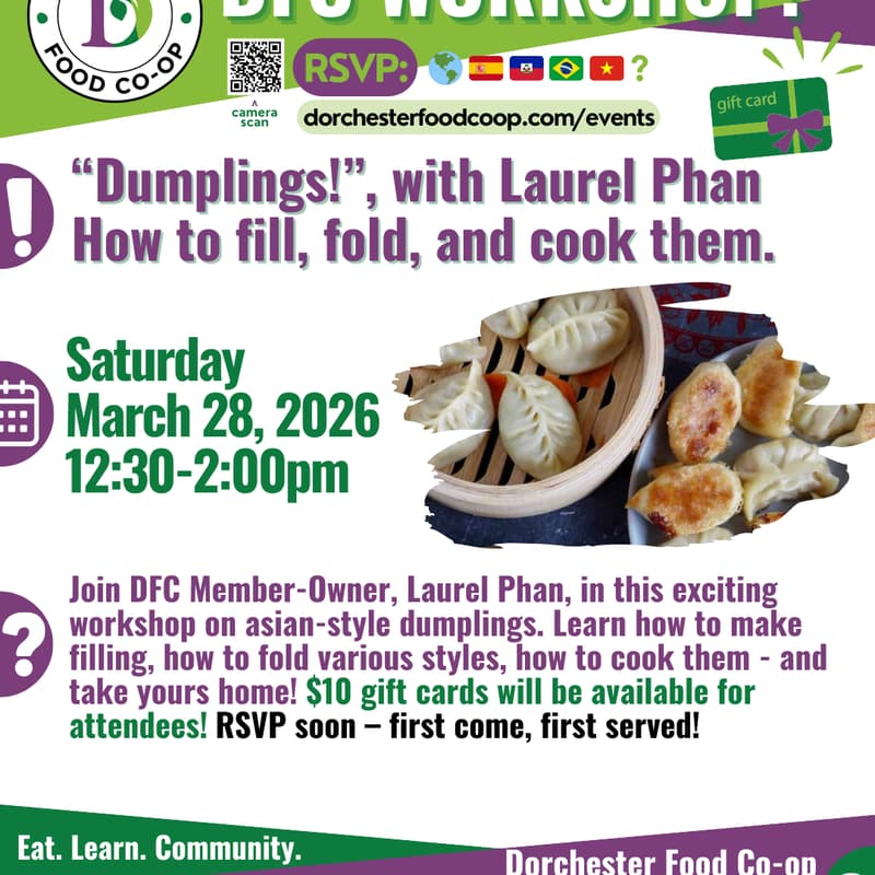 Cover Image for DFC WORKSHOP:  "Dumplings!" - with Laurel Phan