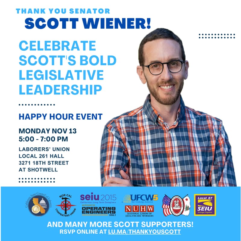 Cover Image for Happy Hour for Senator Scott Wiener