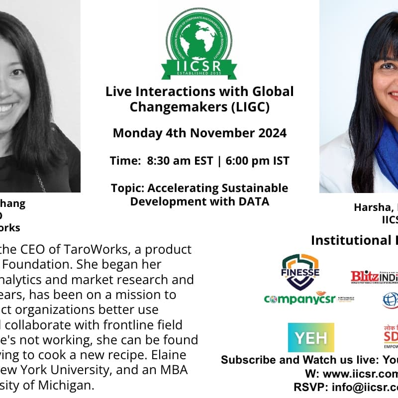 Cover Image for Live interaction with Global Changemakers with Elaine Chang, CEO TaroWorks