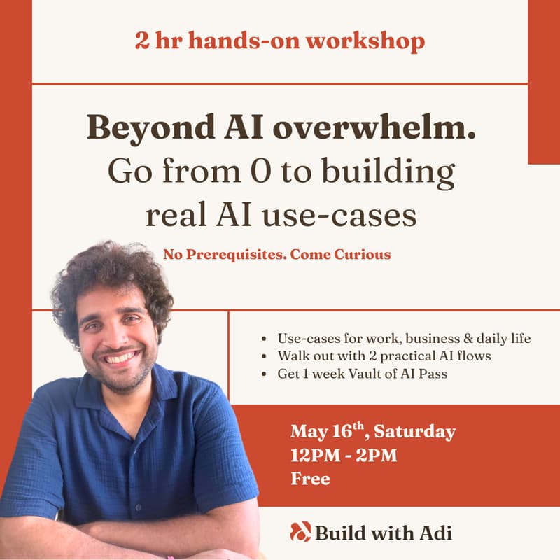 Cover Image for Beyond AI overwhelm. Go from 0 to building real AI use-cases