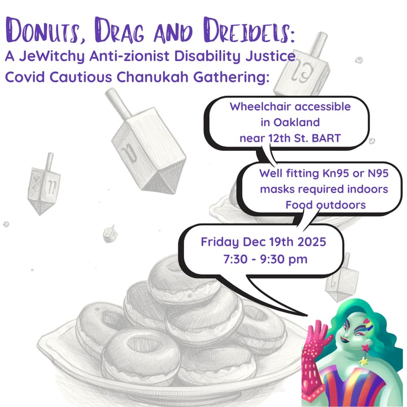 Cover Image for Donuts, Drag and Dreidels: a JeWitchy Anti-zionist Disability Justice Covid Cautious Chanukah Gathering.