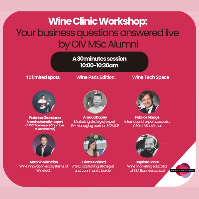 Cover Image for 30-minutes Wine Paris Workshop: OPEN WINE CONSULTING CLINIC