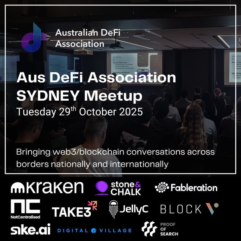 Cover Image for Aus DeFi Association (SYDNEY) - 29th October 2025