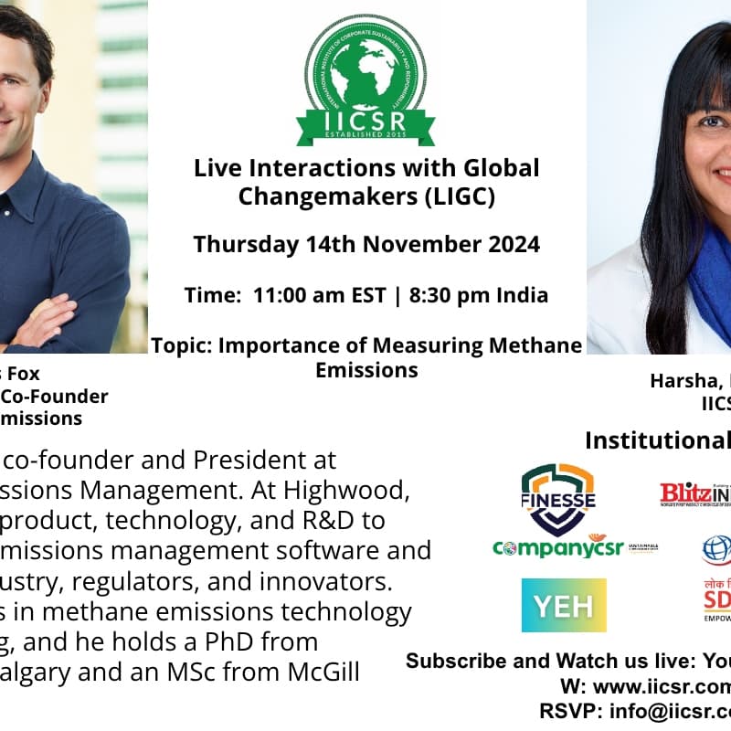 Cover Image for Live interactions with Global Changemakers with Thomas Fox, President/Co-Founder at Highwood Emissions Management