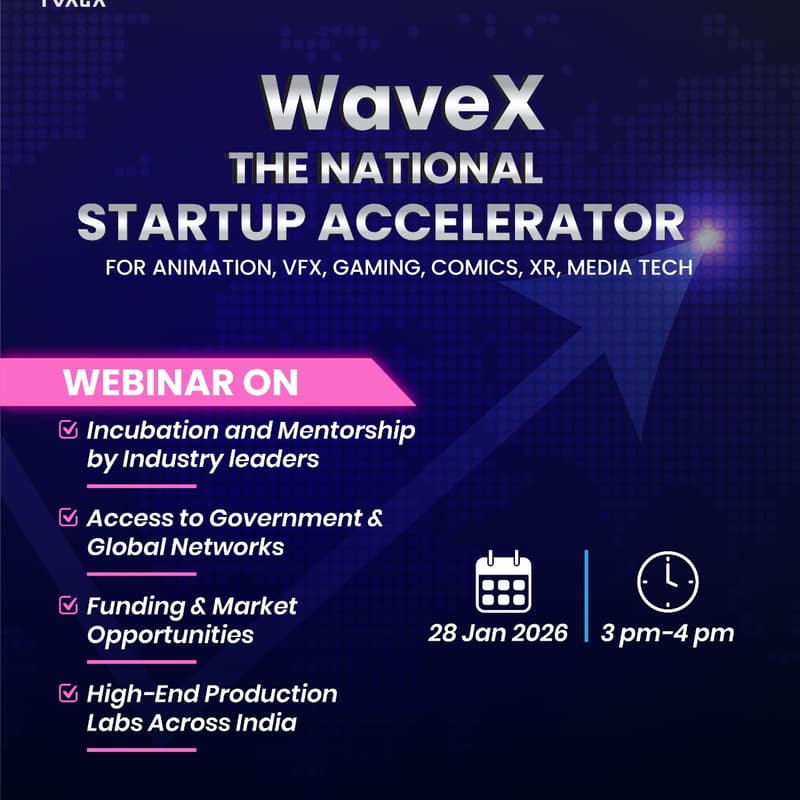 Cover Image for Webinar - WaveX, National Startup Accelerator for AVGC-XR sector.