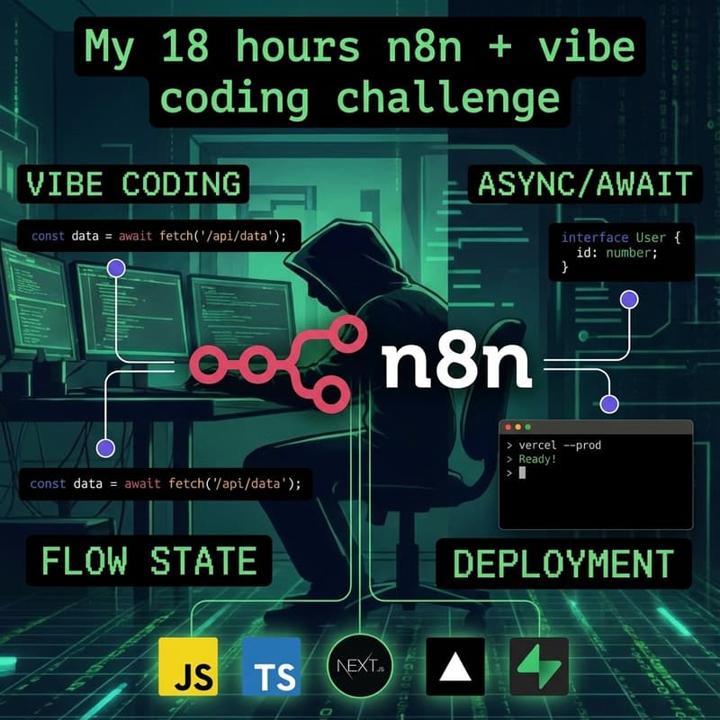 Cover Image for 18-Hour Live Build with n8n + Vibe Coding