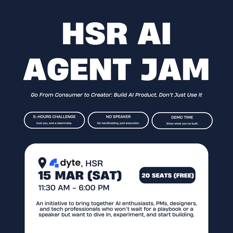 Cover Image for HSR AI Agent Jam (Edition-2): Mini-Hackathon for Product Professionals