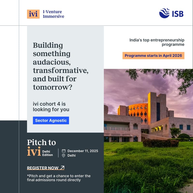 Cover Image for Pitch to ivi | Delhi edition | Dec 11, 2025 | 10:00 AM - 3:00 PM