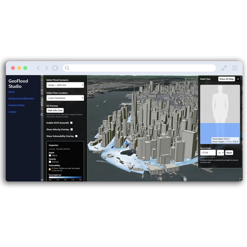 Cover Image for GeoFlood Studio: Interactive 3D Flood Mapping for Decision-Making and Risk Management