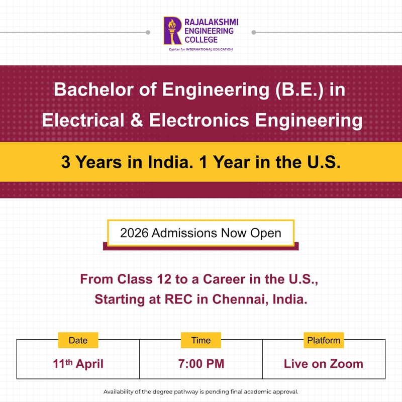 Cover Image for From Class 12 to a Career in the U.S. — with REC’s B.E. in Electrical & Electronics Engineering