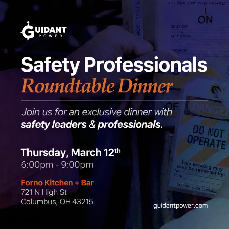 Cover Image for Safety Professionals Roundtable Dinner hosted by Guidant Power (Columbus)