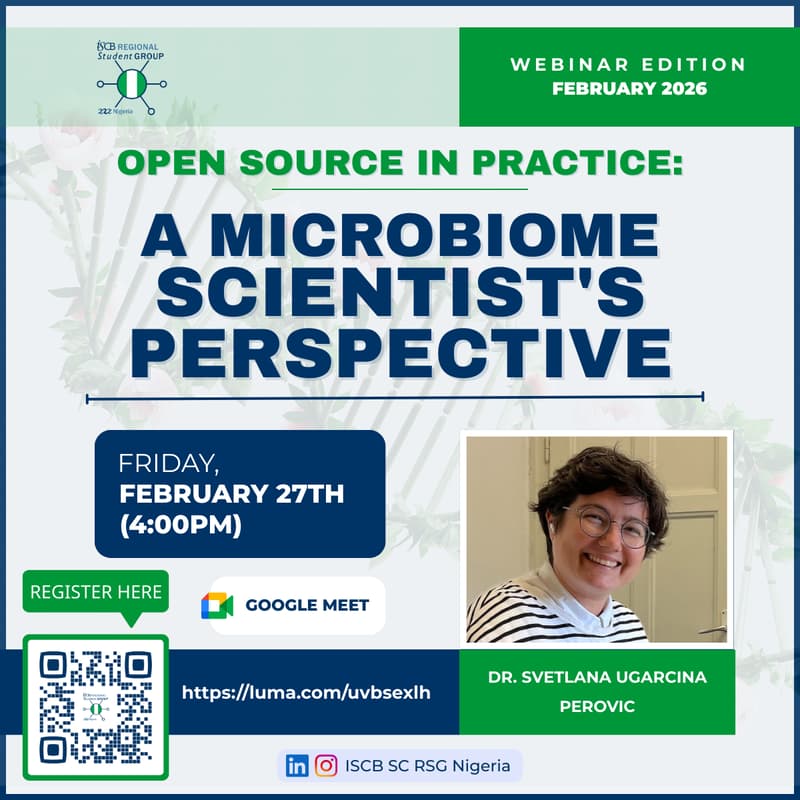 Cover Image for ISCB SC RSG-Nigeria Webinar - Open Source in Practice: A Microbiome Scientist's Perspective
