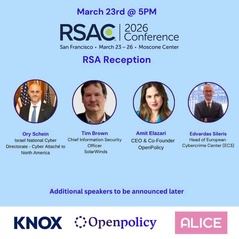 Cover Image for RSA Reception with OpenPolicy, Knox, Alice