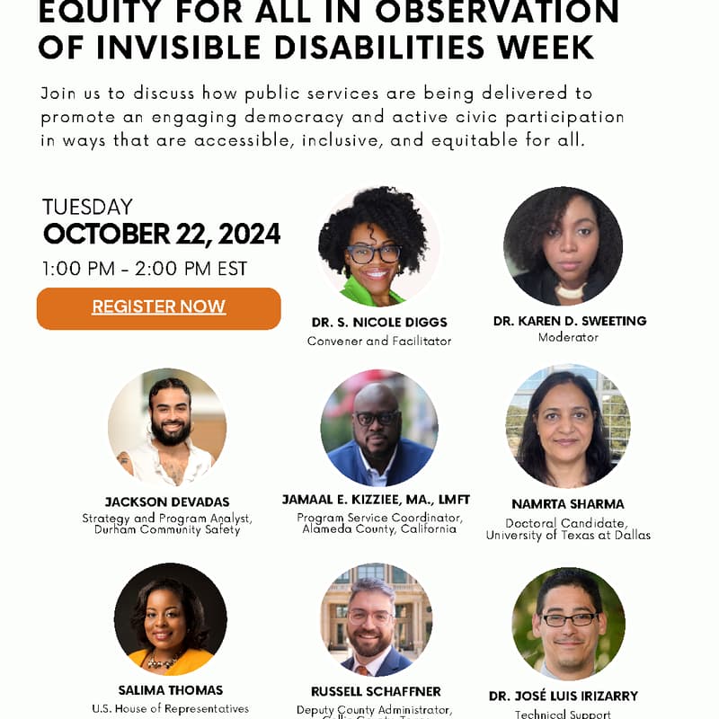 Cover Image for Engaging Democracy and Civic Participation: Accessibility, Inclusivity, and Equity For All In Observation of Invisible Disabilities Week