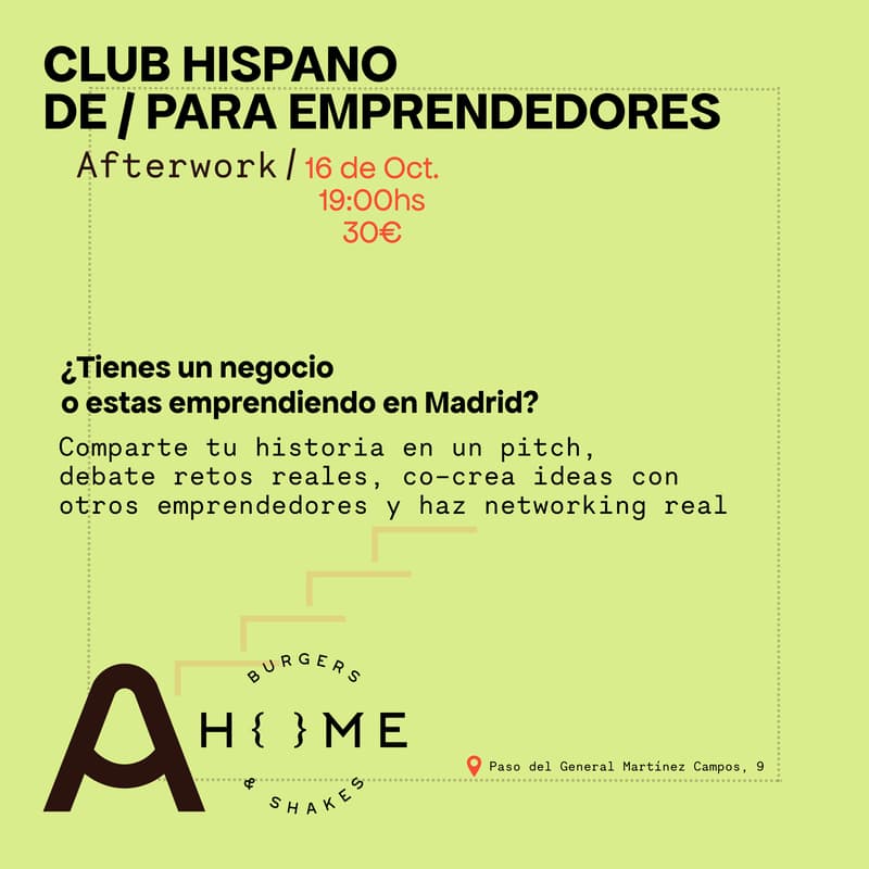 Cover Image for Club Hispano de/para Emprendedores - Afterwork @ Home Burgers
