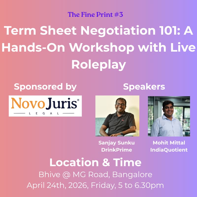 Cover Image for NovoJuris - The Fine Print #3: Term Sheet Negotiation 101: A Hands-On Workshop with Live Roleplay