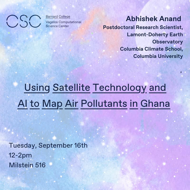 Cover Image for CSC Workshop: Using Satellite Technology and AI to Map Air Pollutants in Ghana