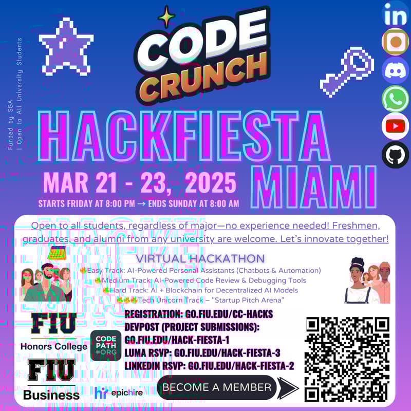 Cover Image for (VIRTUAL)HackFiesta Miami | Spring 2025 Edition