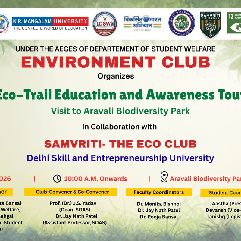 Cover Image for Eco-Trail Education and Awareness Tour : Visit to Aravali Biodiversity Park