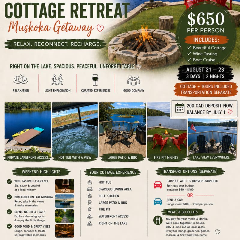 Cover Image for Rest & Relax Muskoka Cottage Retreat (ladies only)