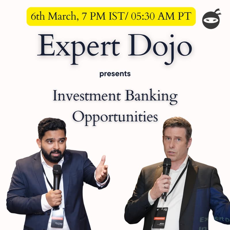 Cover Image for Expert Dojo presents Investment Banking Opportunities