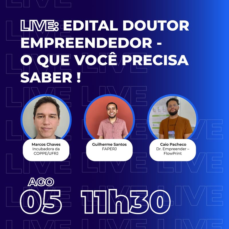 Cover Image for LIVE: EDITAL DOUTOR EMPREENDEDOR - O QUE VOCÊ PRECISA SABER