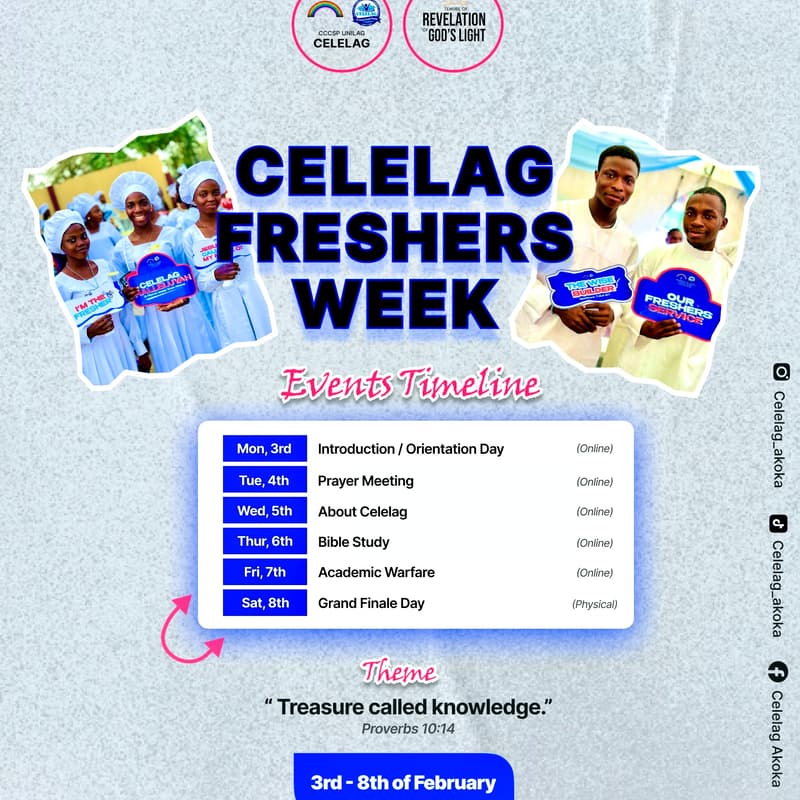 Cover Image for CELELAG FRESHERS ORIENTATION