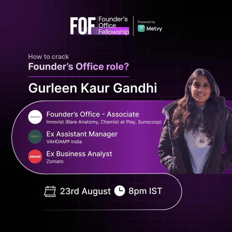 Cover Image for Masterclass- How To Crack Founder’s Office Role