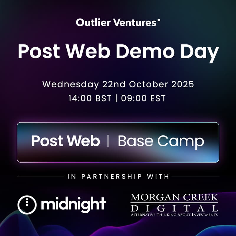 Cover Image for Post Web Demo Day, by Outlier Ventures with Midnight and Morgan Creek Digital