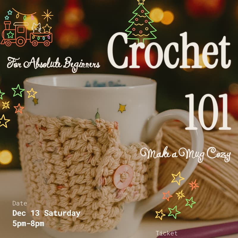 Cover Image for 🧶 Crochet 101: Winter Mug Cozy Workshop