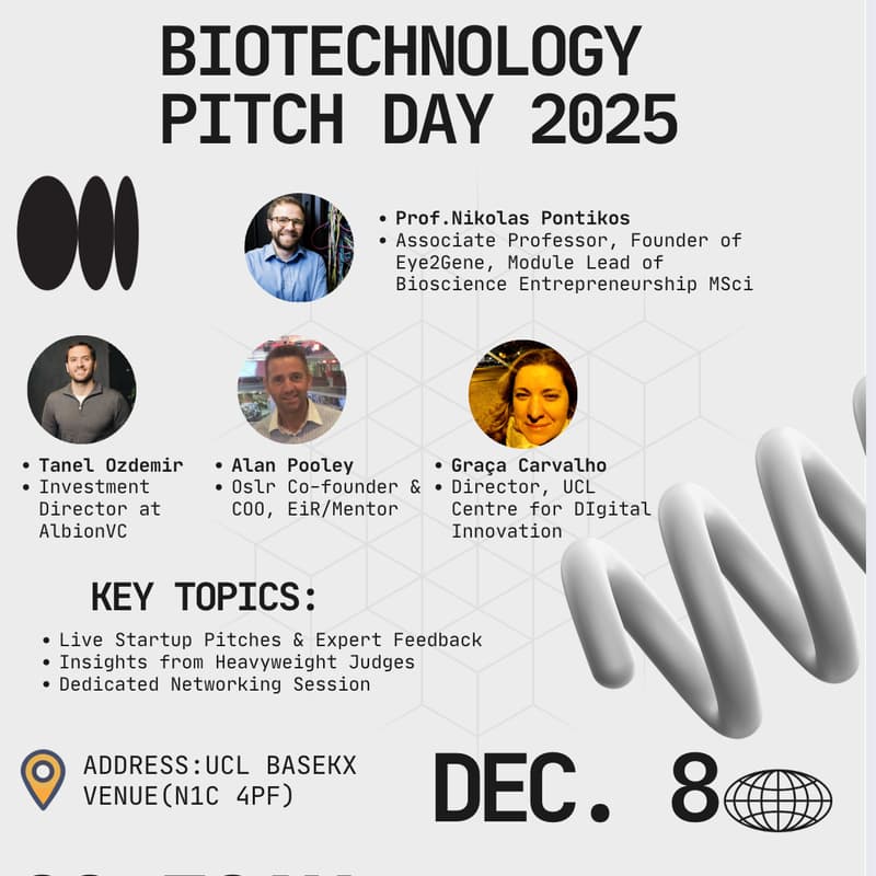 Cover Image for Biotechnology Pitch Day 2025 [UCL Students only]