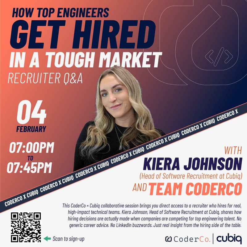 Cover Image for How Top Engineers Get Hired in a Tough Market - Recruiter Q&A with Cubiq × CoderCo