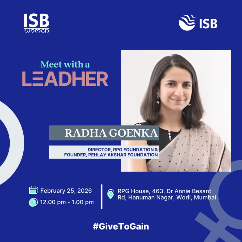 Cover Image for Meet with a LeadHER - Radha Goenka, Director, RPG Foundation & Founder, Pehlay Akshar Foundation