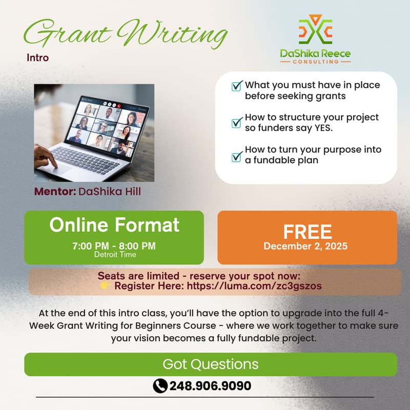 Cover Image for FREE Intro Session to Grant Writing for Beginners