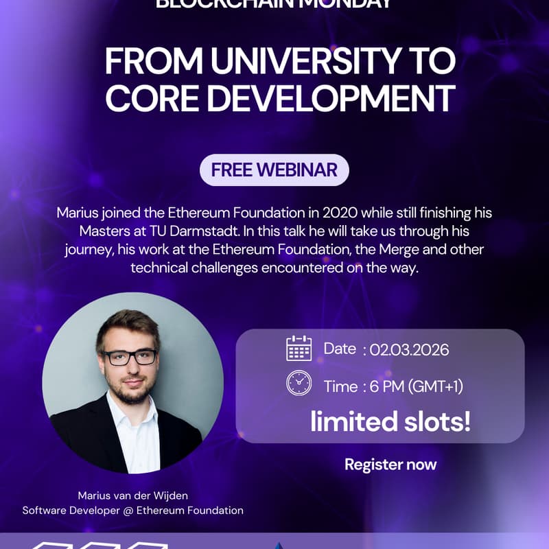 Cover Image for Blockchain Monday - Marius van der Wijden @ Software Developer Ethereum Foundation