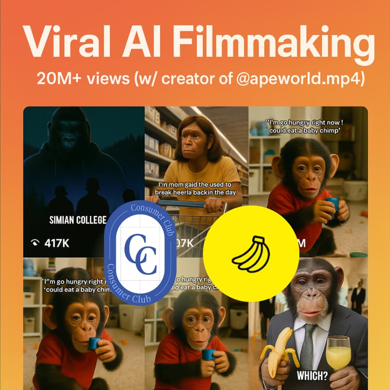 Cover Image for Viral AI Fimmaking: 20M+ views (w/ creator of @apeworld.mp4)