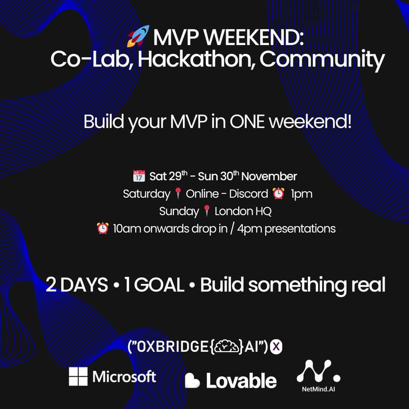 Cover Image for MVP Weekends: Co-Lab, Hackathon, Community | November 2025