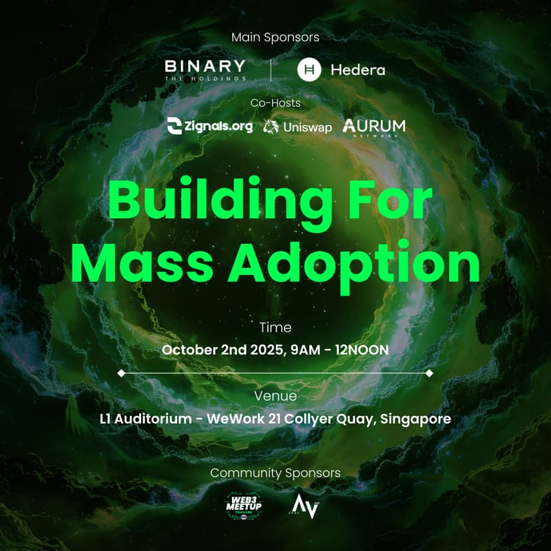 Cover Image for DeFi, dApps, Infra: Building For Mass Adoption | Ft. Hedera, Uniswap, The Binary Holdings, Zignals, Aurum Network