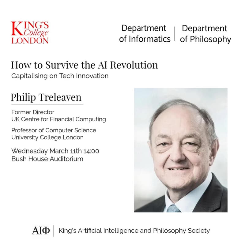 Cover Image for Philip Treleaven - How to Survive the AI Revolution: Capitalising on Tech Innovation *ROOM CHANGE*