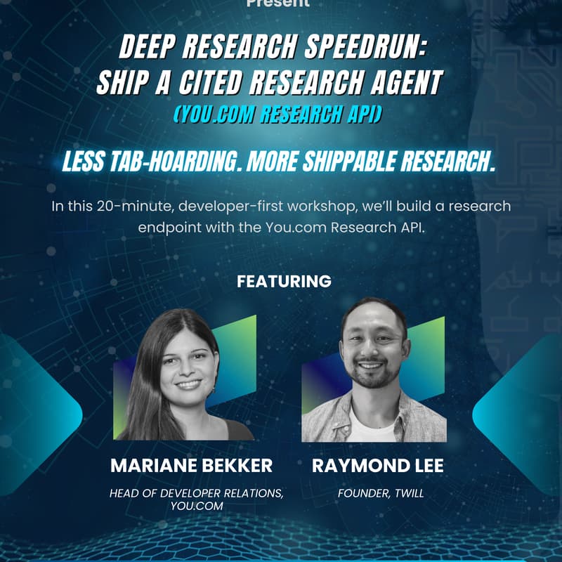 Cover Image for Deep Research Speedrun: Ship a Cited Research Agent in 20 Minutes (You.com Research API)